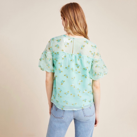 Anthropologie 2P Sabine Beaded Mint Blouse Top NWT - Picture 5 of 8